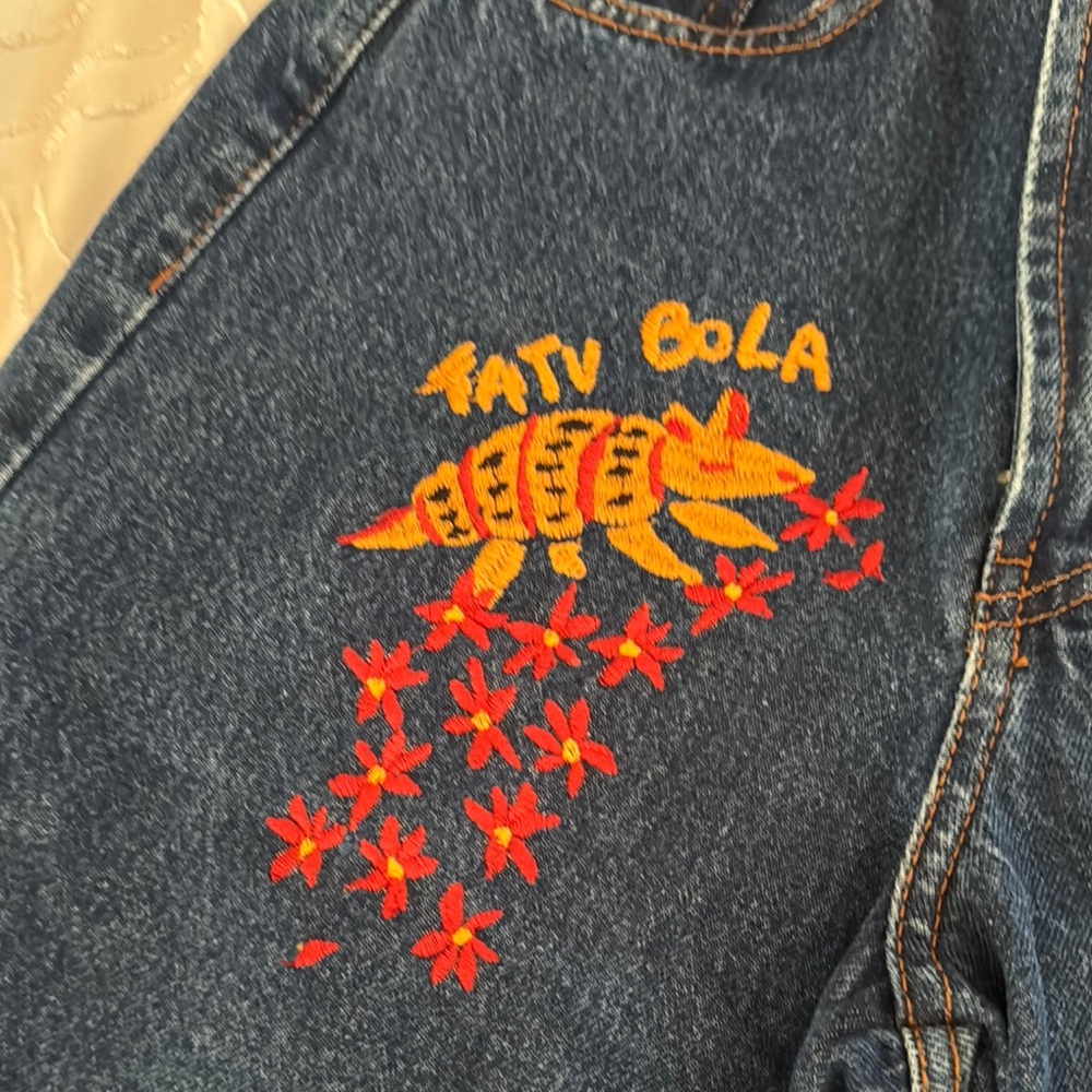 Farm Rio Wide Leg Embroidered Animals Dark Blue Jeans- Brazil Size 34 - Picture 5 of 10